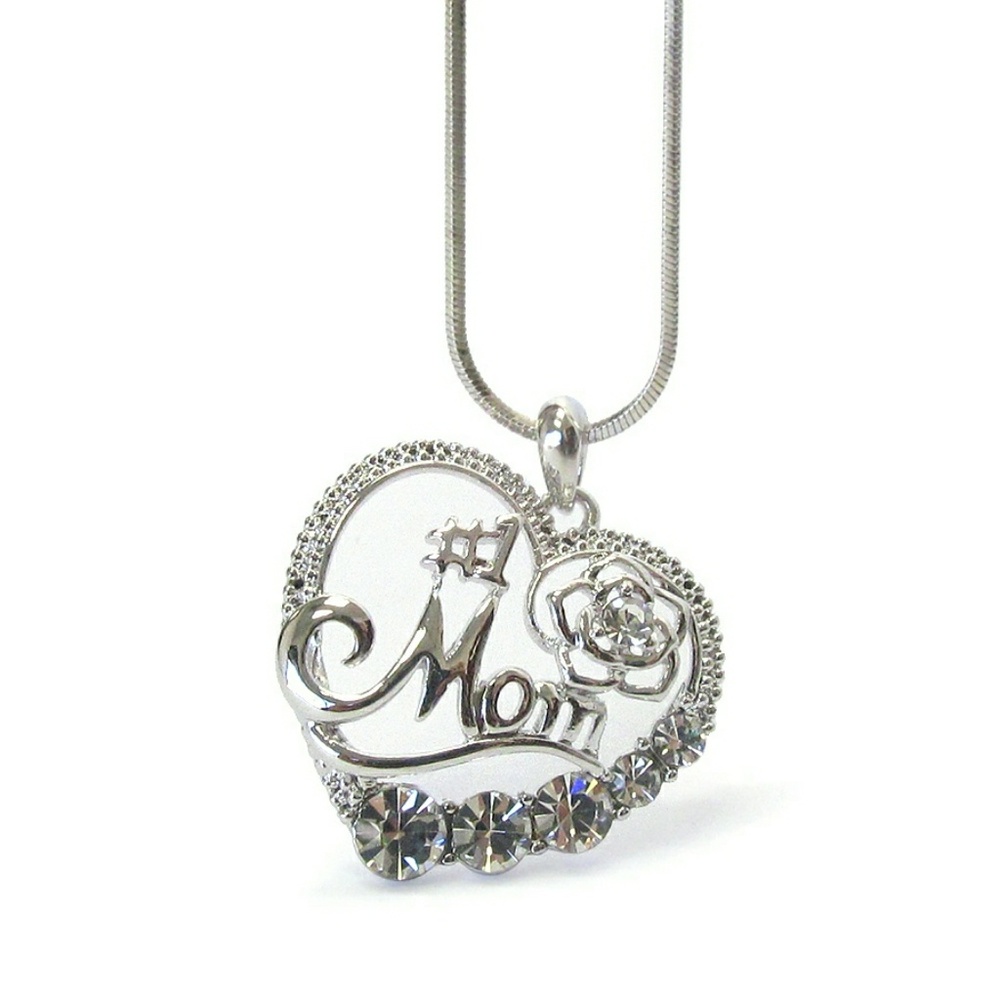 #1 Mom Heart pendant necklace